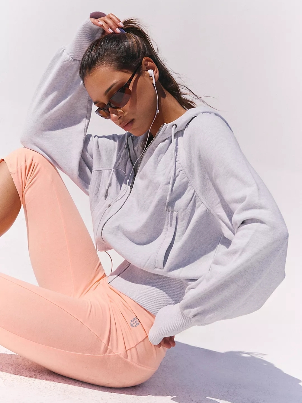 FP Movement Heather Gray Zipper Sweat Shirt Hoodie.